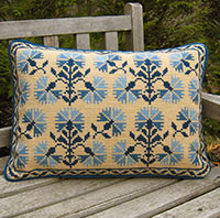 needlepoint kit Carnation pattern in blues