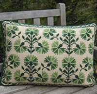 floral needlepoint kit Carnation in greens on oatmeal ground