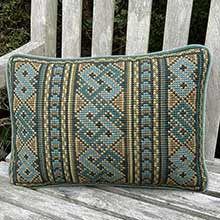 celtic knot needlepoint kit i teals, grayed greens, oatmeal colors