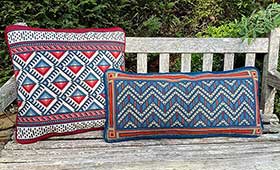 Chevron Long Lumbar 06 with Anatolia 08 companion in reds, and blues