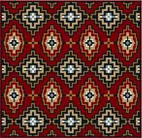 Karakum kilim needlepoint kit in garnet red, camel, navy, oatmeal and gray blue accent from cross-point.com