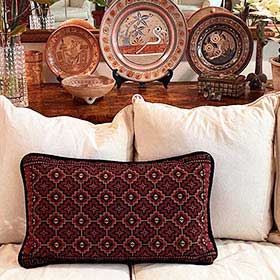 Pisac Large Lumbar Needlepoint kit in red, black camel colors
