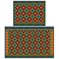 Pisac needlepoint lumbar cushions in red, gold, green, blue colors