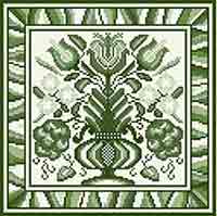 grayed greens in floral medieval pattern