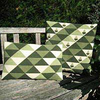 triangles geometric needlepoint kit in greens and oatmeal colors