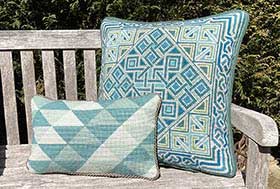 Arts & Crafts and geometric in sea breeze and sages