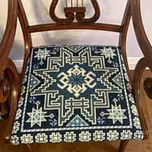 KILIM needlepoint custom needlepoint upholstery for CHAIR SEAT 